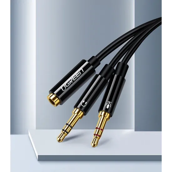 Ugreen AUX-Splitterkabel 3,5-mm-Miniklinke (weiblich) - 2x 3,5-mm-Miniklinke (männlich - Mikrofon und Kopfhörer) schwarz (AV140 20899)