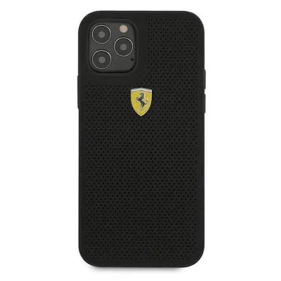 Ferrari FESPEHCP12MBK iPhone 12/12 Pro 6.1&quot; black/black hardcase On Track Perforated
