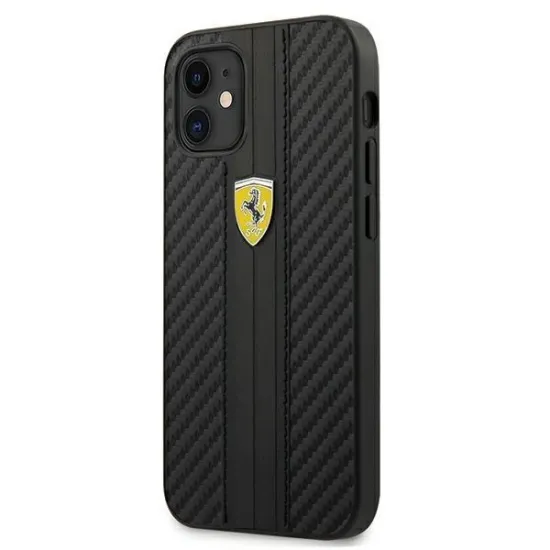 Ferrari FESNECHCP12SBK iPhone 12 mini 5.4&quot; black/black hardcase On Track PU Carbon