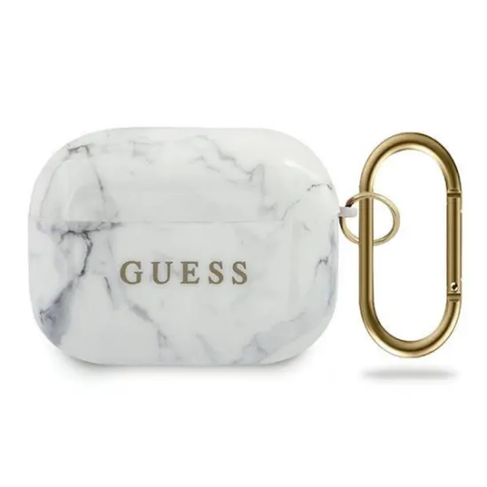 Guess GUACAPTPUMAWH AirPods Pro cover white/white Marble Collection