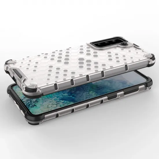 Honeycomb Handyhülle Schutzhülle mit TPU Rahmen für Samsung Galaxy S21+ 5G (S21 Plus 5G) schwarz