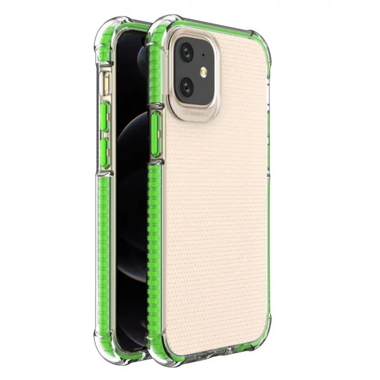 Spring Armor clear TPU gel rugged protective cover with colorful frame for iPhone 12 mini green