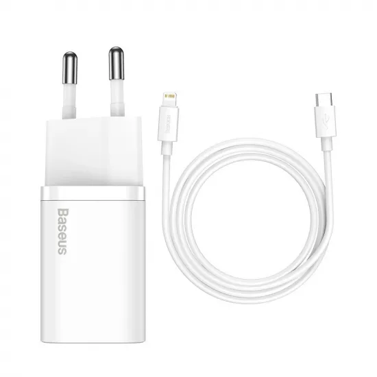 Baseus Super Si 1C fast charger USB Type C 20W Power Delivery + USB Type C - Lightning cable 1m white (TZCCSUP-B02)