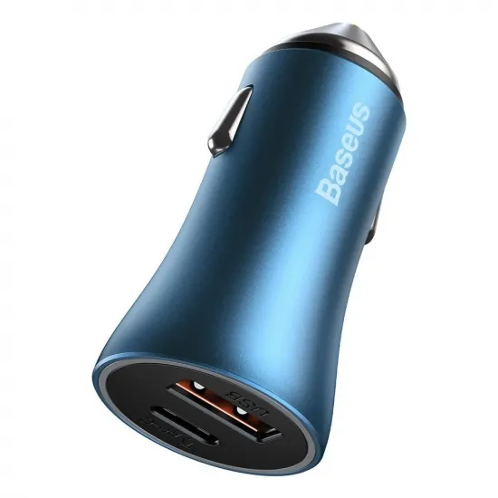 Baseus Golden Contactor Pro fast car charger USB Type C / USB 40 W Power Delivery 3.0 Quick Charge 4+ SCP FCP AFC + USB Type C cable - Lightning blue (TZCCJD-03)