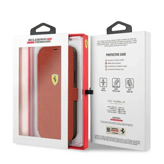 Ferrari FESPEFLBKP12SRE iPhone 12 mini 5.4&quot; red/red book On Track Perforated