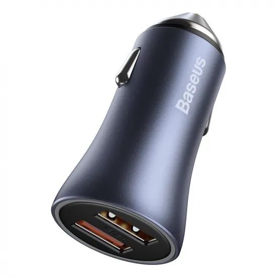 Baseus Golden Contactor Pro fast car charger 2x USB 40 W Quick Charge SCP FCP AFC + USB cable - USB Type C gray (TZCCJD-A0G)