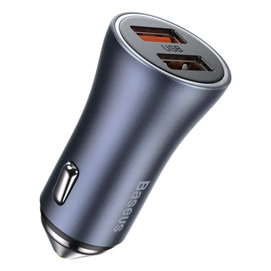 Baseus Golden Contactor Pro fast car charger 2x USB 40 W Quick Charge SCP FCP AFC + USB cable - USB Type C gray (TZCCJD-A0G)