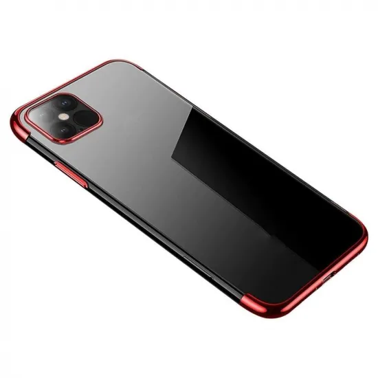 Clear Color Case Gel TPU Electroplating frame Cover for Samsung Galaxy S21+ 5G (S21 Plus 5G) red