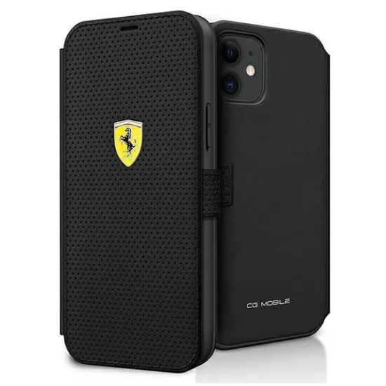 Ferrari FESPEFLBKP12SBK iPhone 12 mini 5.4&quot; black/black book On Track Perforated