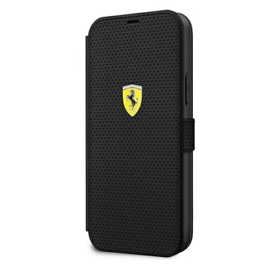 Ferrari FESPEFLBKP12SBK iPhone 12 mini 5.4&quot; schwarz/schwarz Buch On Track Perforated