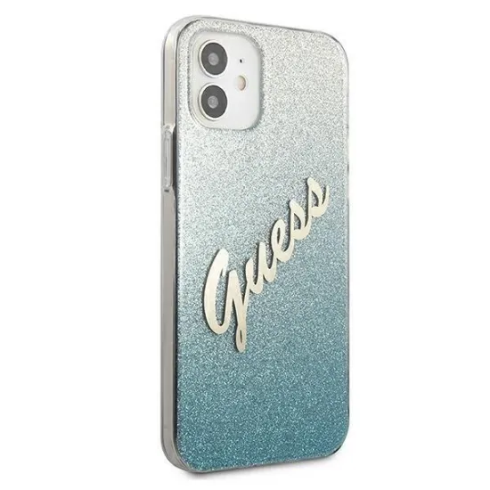 Guess GUHCP12SPCUGLSBL iPhone 12 mini 5.4&quot; blue/blue hardcase Glitter Gradient Script