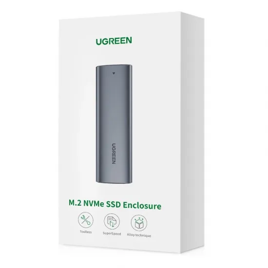 Ugreen M.2 SSD bay USB 3.2 Gen 2 drive (SuperSpeed USB 10 Gbps) + USB Type C cable 0.5m gray (CM400 10902)