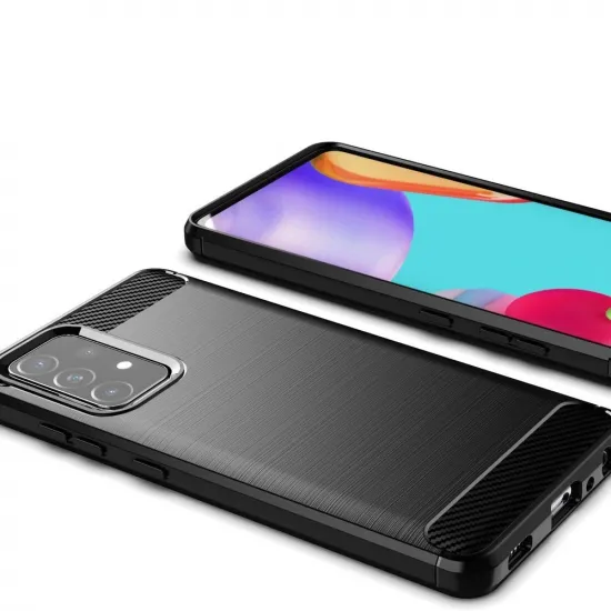 Carbon Case Flexibel Handyhülle TPU Schutzhülle für Samsung Galaxy A72 4G schwarz