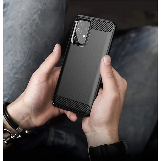 Carbon Case Flexible Cover TPU Case for Samsung Galaxy A72 4G black