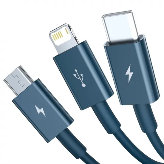 Baseus Superior 3in1 USB cable - Lightning / USB Type C / micro USB 3.5 A 1.5 m blue (CAMLTYS-03)