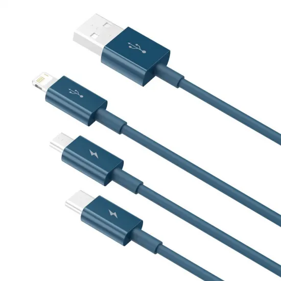 Baseus Superior 3in1 USB cable - Lightning / USB Type C / micro USB 3.5 A 1.5 m blue (CAMLTYS-03)