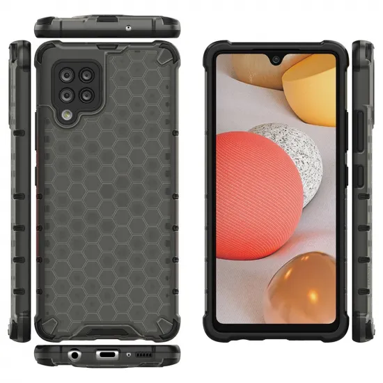 Honeycomb Case armor cover with TPU Bumper for Samsung Galaxy A42 5G black