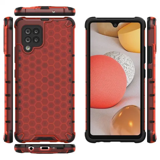 Honeycomb Case armor cover with TPU Bumper for Samsung Galaxy A42 5G red