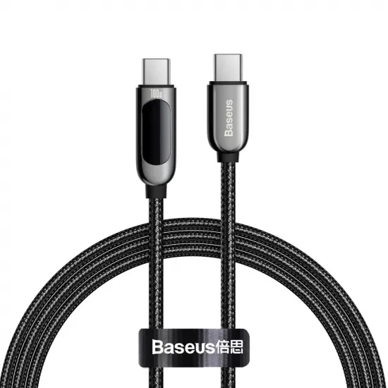 Baseus CATSK-B01 USB-C - USB-C PD QC cable 100W 5A 480Mb/s 1m with display - black