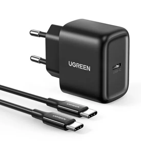 Ugreen USB Type C Ladegerät 25W Power Delivery + USB Type C Kabel 2m schwarz (50581)