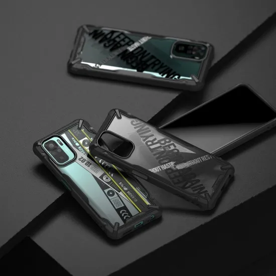 Ringke Fusion X Design durable PC Case with TPU Bumper for Xiaomi Redmi Note 10 / Redmi Note 10S black (Ticket band) (XDXI0029)