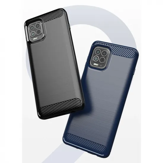 Carbon Case Flexible Cover TPU Case for Motorola Moto G100 / Edge S black