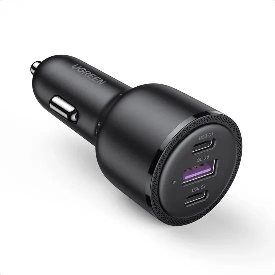 Ugreen car charger 2x USB Type C / 1x USB 69W 5A Power Delivery Quick Charge black (20467)