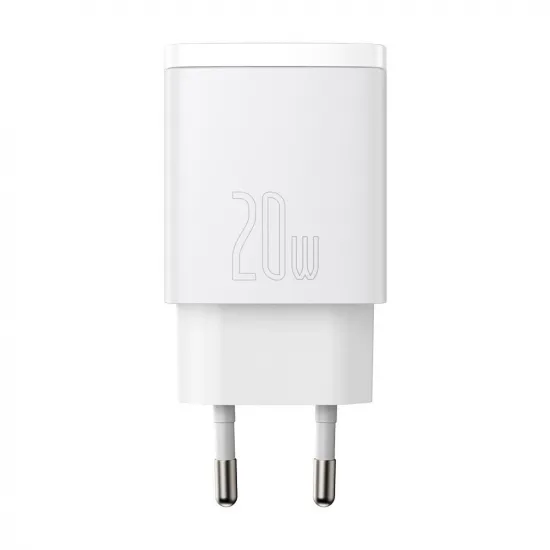 Baseus Compact Schnellladegerät USB / USB Type C 20W 3A Power Delivery Quick Charge 3.0 weiß (CCXJ-B02)