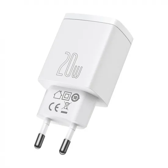 Baseus Compact fast charger USB / USB Type C 20W 3A Power Delivery Quick Charge 3.0 white (CCXJ-B02)