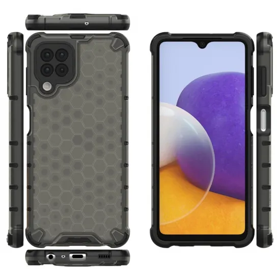 Honeycomb Case armor cover with TPU Bumper for Samsung Galaxy A22 4G black
