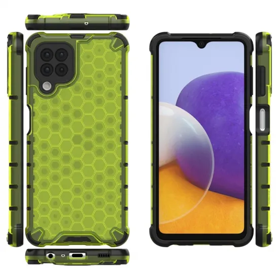 Honeycomb Case armor cover with TPU Bumper for Samsung Galaxy A22 4G green