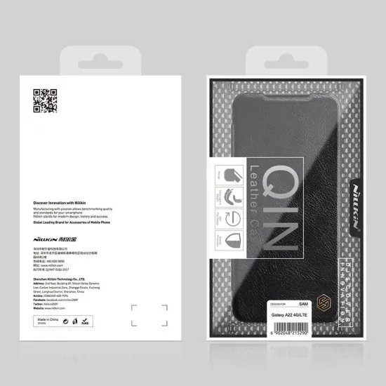 Nillkin Qin Lederholsterhülle für Samsung Galaxy A22 4G schwarz