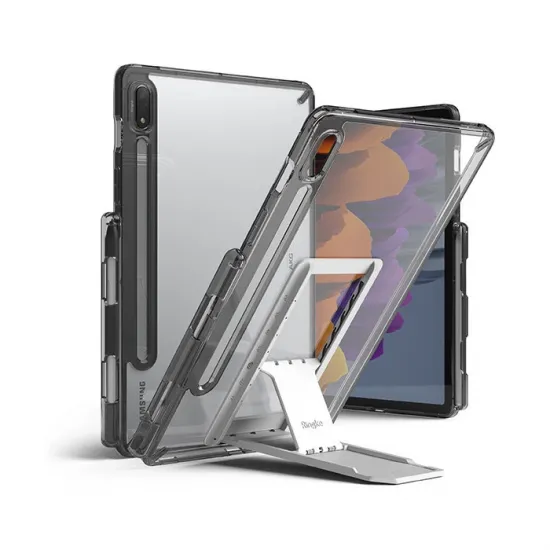 Ringke Fusion Combo Outstanding hard case with TPU frame for Samsung Galaxy Tab S7 11' + self-adhesive foldable stand grey (FC475R40)