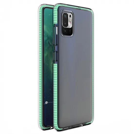 Spring Case clear TPU gel protective cover with colorful frame for Xiaomi Redmi Note 10 5G / Poco M3 Pro mint