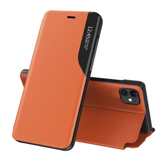 Eco Leather View Case booktype case schutzhülle aufklappbare hülle iPhone 13 Pro orange