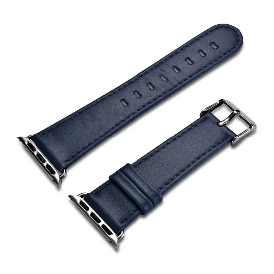 iCarer Leather Vintage wristband genuine leather strap for Watch 3 38mm / Watch 2 38mm / Watch 1 38mm dark blue (RIW117-DB（38）)