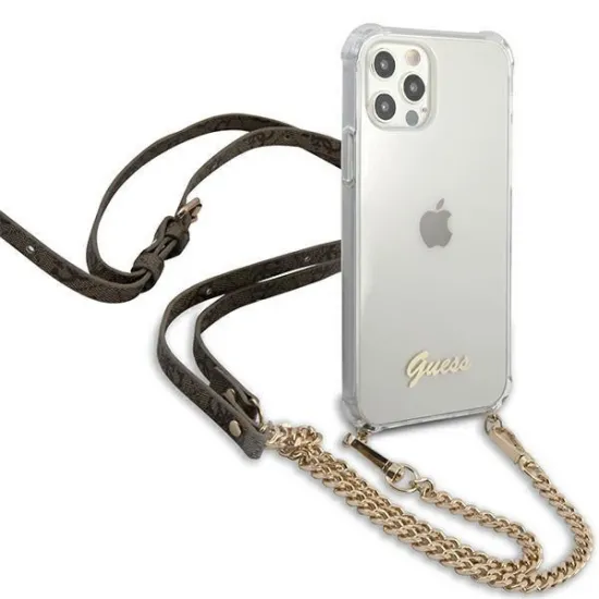 Guess GUHCP12MKC4GSGO iPhone 12/12 Pro 6.1" Transparent hard case 4G Gold Chain