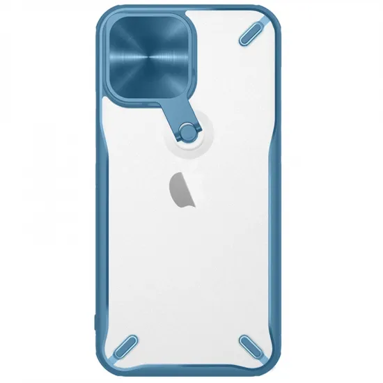 Nillkin Cyclops Case robuste Hülle mit Kameraabdeckung und faltbarem Ständer für iPhone 13 Pro blau