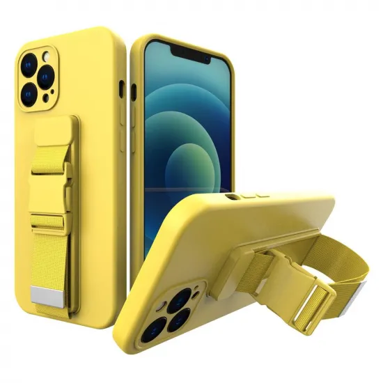 Rope case gel case with a chain lanyard bag lanyard iPhone 13 mini yellow
