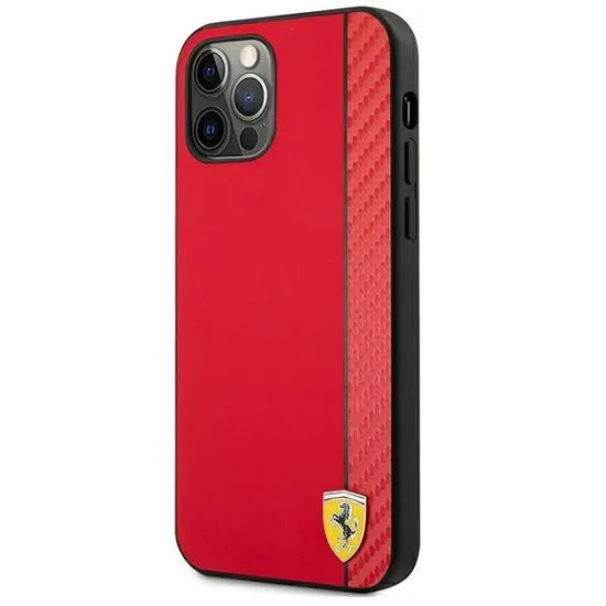 Ferrari FESAXHCP12MRE iPhone 12/12 Pro 6.1&quot; red/red hardcase On Track Carbon Stripe