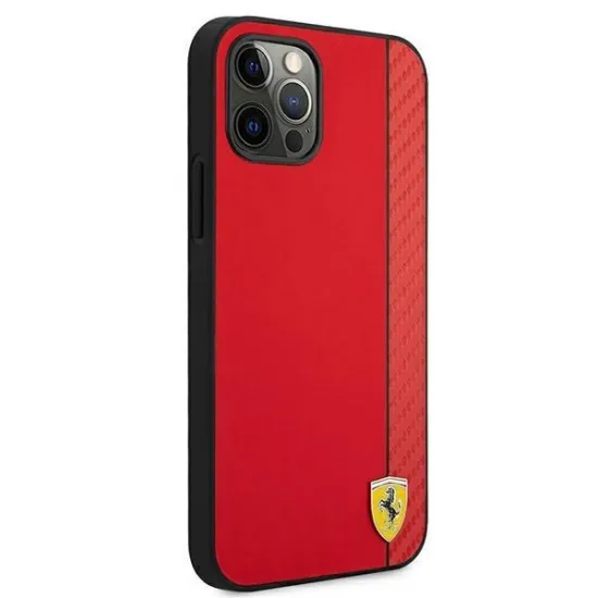 Ferrari FESAXHCP12MRE iPhone 12/12 Pro 6.1&quot; red/red hardcase On Track Carbon Stripe