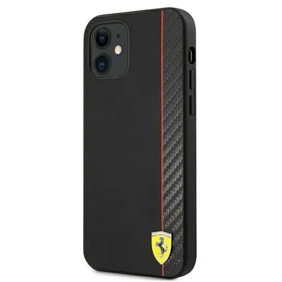 Ferrari FESAXHCP12SBK iPhone 12 mini 5.4&quot; black/black hardcase On Track Carbon Stripe