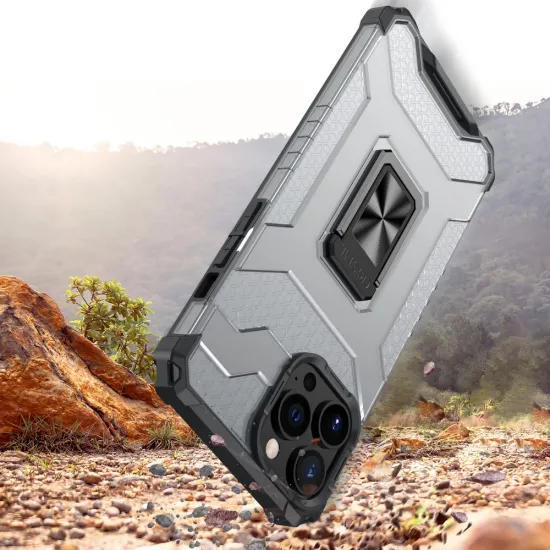 Crystal Ring Case robuste Kickstand TPU/PC Panzer Handyhülle Hard Case für iPhone 13 Pro blau
