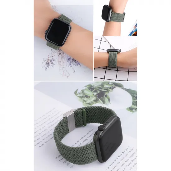 Strap Fabric Band for Watch 9 / 8 / 7 / 6 / SE / 5 / 4 / 3 / 2 (41mm / 40mm / 38mm) Braided Fabric Strap Watch Bracelet Pattern 3