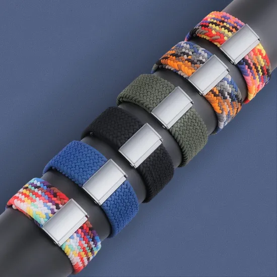 Strap Fabric Band for Watch Ultra / 9 / 8 / 7 / 6 / SE / 5 / 4 / 3 / 2 (49mm / 45mm / 44mm / 42mm) Braided Fabric Strap Watch Bracelet Black and White