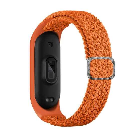 Strap Fabric replacement band strap for Xiaomi Mi Band 6 / 5 / 4 / 3 braided cloth bracelet orange