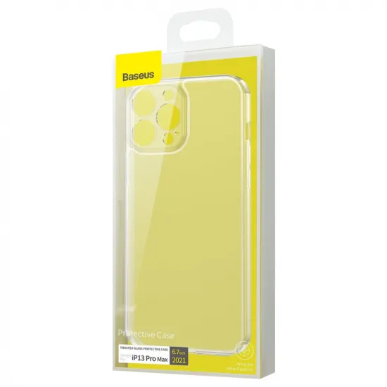 Baseus Frosted Glass Case Cover for iPhone 13 Pro Max Hard Cover with Gel Frame Transparent (ARWS000202)