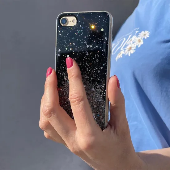 Star Glitter Shining Cover for iPhone 13 Pro Max black