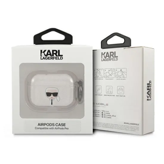 Karl Lagerfeld KLAPUKHGS AirPods Pro cover srebrny/silver Glitter Karl`s Head