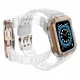Protect Strap Band Case Wristband for Apple Watch 7 / 6 / 5 / 4 / 3 / 2 / SE (45 / 44 / 42mm) Case Armor Watch Cover White / Rose Gold